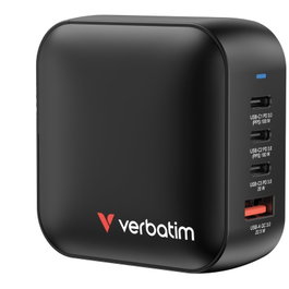 Verbatim Mini GaN Wall Charger 100W 4 Puertos (3xUSB-C, 1xUSB-A) Negro